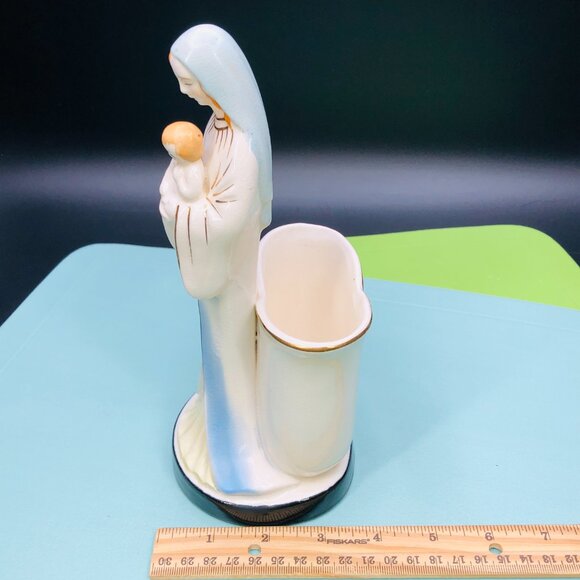 Vintage 60s SHAFFORD Porcelain Madonna with Baby Planter Rosary Holder Figurine - Picture 14 of 15